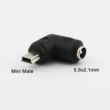 DC 5.5 x 2.1mm Female To Mini USB B 5 Pin Male Right Angle Power Supply Adapter