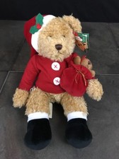 Russ Berrie Sammy Santa Christmas Teddy Bear 10" Stuffed Plush Toy Sack Bag Hat