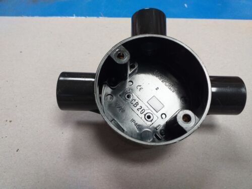 25 x Univolt 20mm Plastic Circular Conduit Box 3 Way CB 20/3 BLACK mnr08947 - Picture 3 of 4