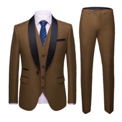 Men's One Button Slim Fit Suit 3PCS 