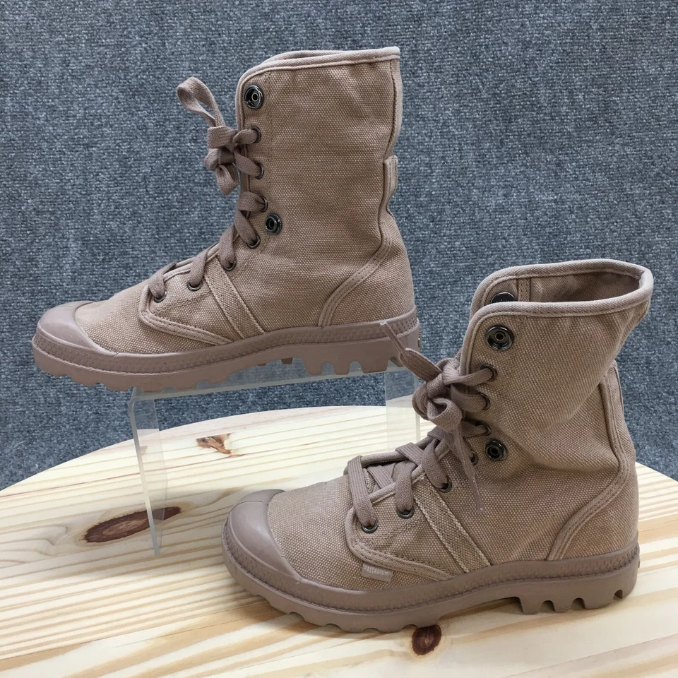 Botas Palladium Mujer 6 Pallabrouse Con Cordones Combat 92478-225 Tela Marrón Foto 2 de 4