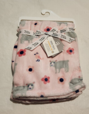NWT Betty & Bob Animals Flowers Baby Girls Plush Blanket