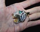 KJL KENNETH J. LANE Black Enamel and Pave Crystal Roaring Tiger Pin — photo 10