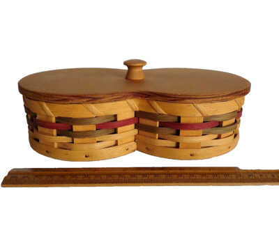 Handcrafted MN Old Order Amish Woven Basket Jewelry Box W/Wood Lid & Bottom