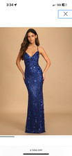 Blue beaded formal dress from Lulus. Long length and NWT.