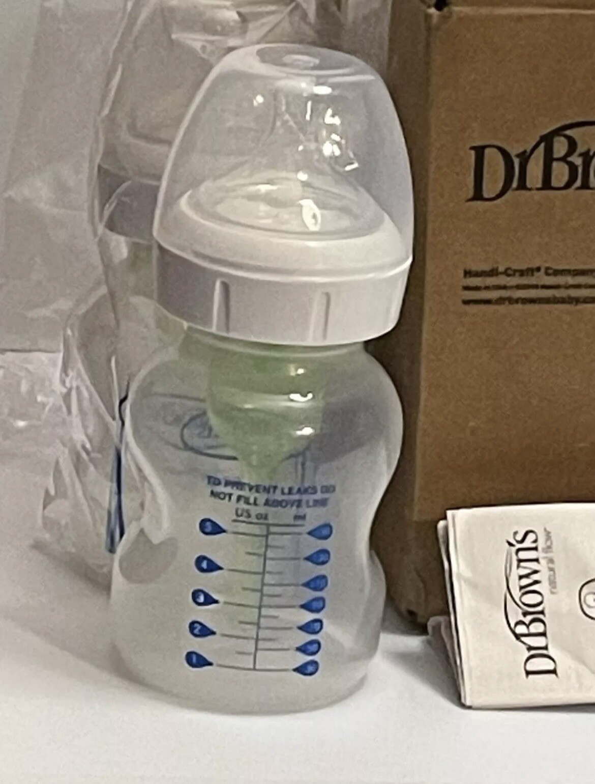 NEW 4 Dr. Brown's Wide-Neck Bottle, Level 1 Nipple 5 Oz WB-54600 WEB & Cleaners