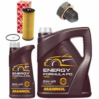 MotoröL Filter Set Mannol 5W-40 6 Liter + Schraube FüR Audi A4 2.5 TDI 163 PS