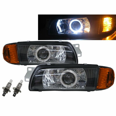 Libero MK4 92-95 5D Guide LED Halo Projector Headlight BK V2 for Mitsubishi LHD