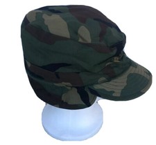 Military Cap Woodland Camo w/ Ear Flaps US Army Class 1 Size 7 1/8 Made In USA
