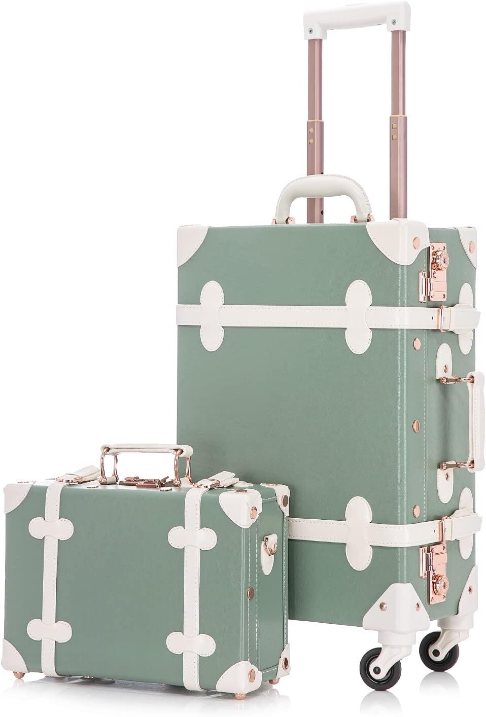 With Tsa Lock 2 Piece Vintage Suitcase Set