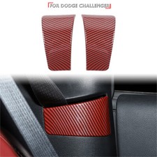 For Dodge Challenger 2010 Inner Seat Safety Belt Button Cover Red Carbon Fiber