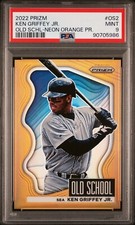 KEN GRIFFEY JR. 2022 PANINI PRIZM OLD SCHOOL NEON ORANGE PRIZM PSA 9  23/100