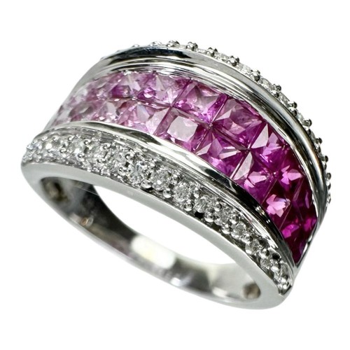 US 7.2 Mystery Setting/Gradación Zafiro rosa 0.95ct Rubí 0.70ct diamante 0. - Imagen 4 de 9