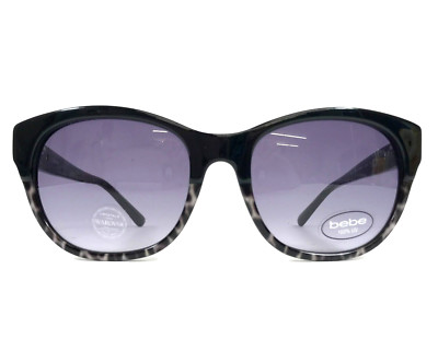 Bebe Sunglasses BB7198 001 Black Cat Eye with Purple Lenses Swarovski 53-18-135