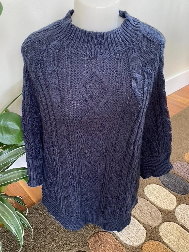 JOULES SWEATER PONCHO JUMPER FRENCH NAVY CABLE KNIT SMALL/MEDIUM