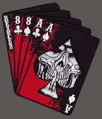 Reaper Dead Man's Hand / Aces & Skull Iron-On Patch By MiltacUSA
