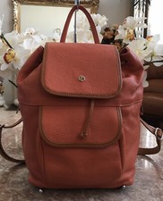 Valentina Orange Pebble Leather Backpack Bag Made In Italy, Euc! Msrp $395.