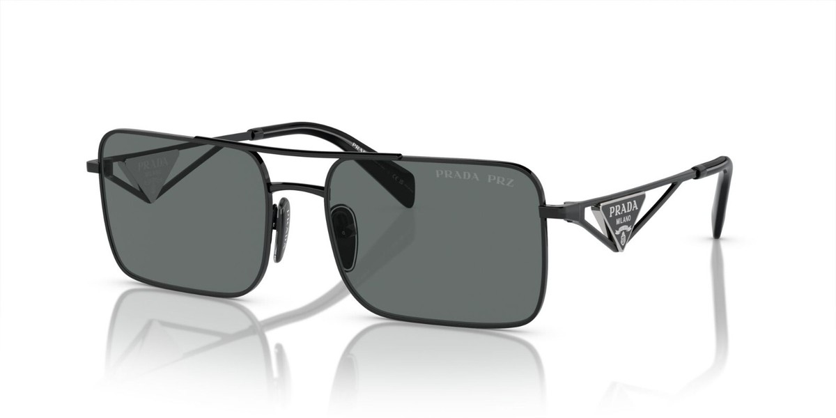 Prada PR A52S Black/Dark Grey Polarized (1AB-5Z1) Sunglasses  display picture 1