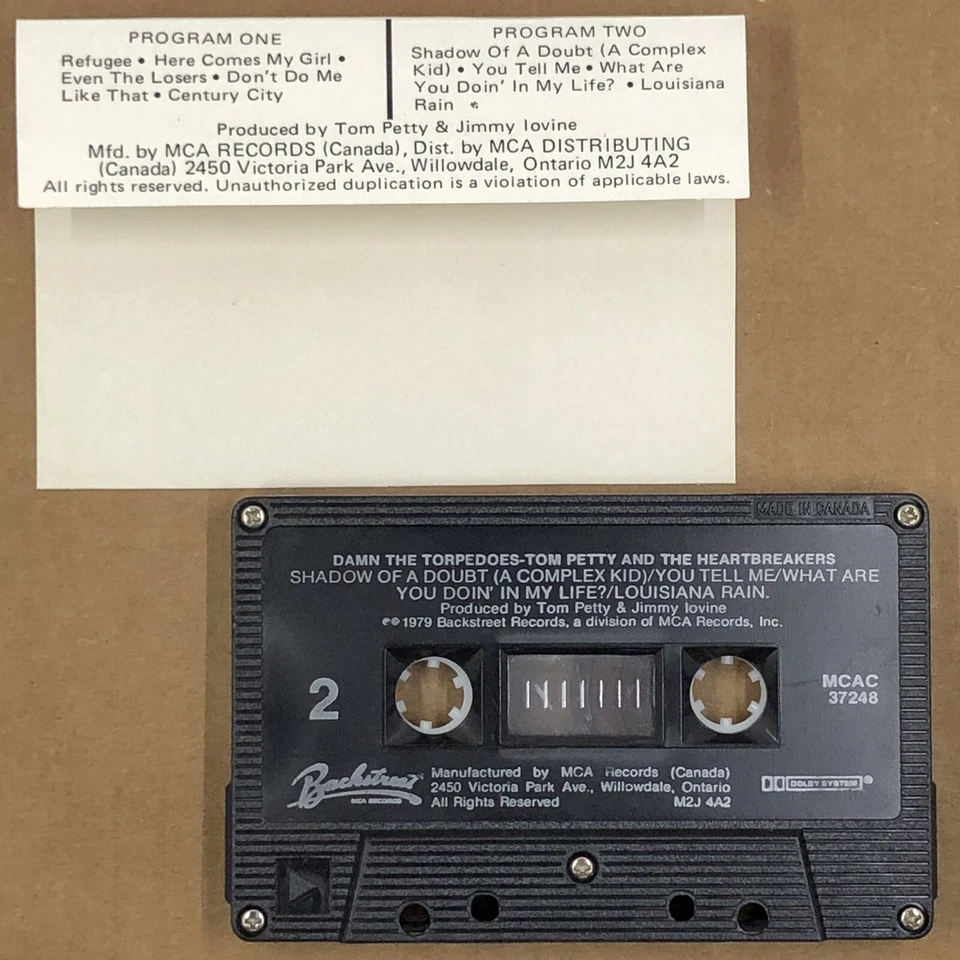 TOM PETTY Cassette Tape 70s Rock Pop DAMN THE TORPEDOES BACKSTREET REFUGEE Foto 3 de 4