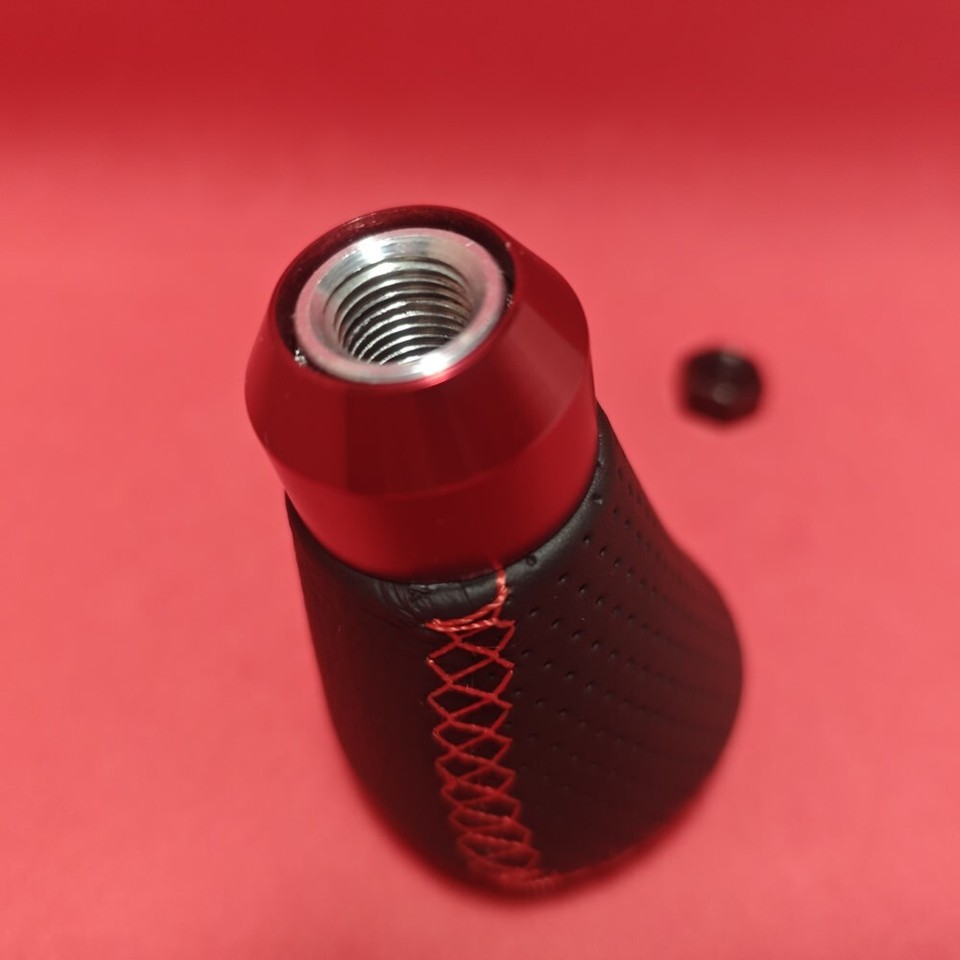 JDM Red Stitch Leather Shift Knob - Universal Fit For Honda Civic