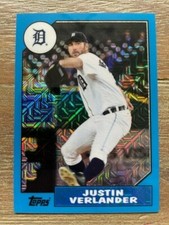 2017 Topps Silver Pack Justin Verlander BLUE 1987 Mojo Chrome Refractor /115 