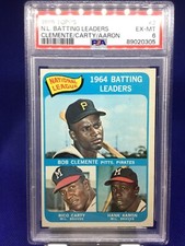 1965 Topps #2 NL Batting Leaders Hank Aaron/ R. Clemente/Carty PSA 6 EX-MT sharp