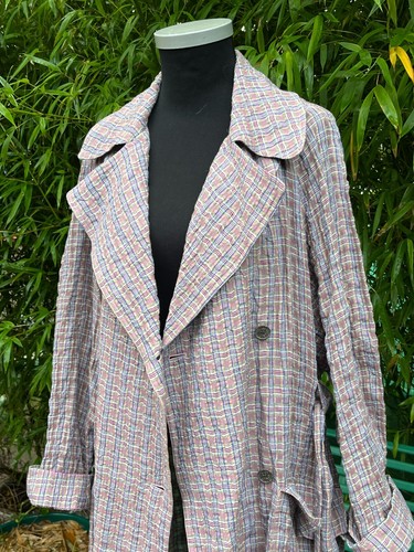 MCQ Alexander Mcqueen Pastel Crinkle Cotton Gingham Trench Coat Size S - BNWT - Picture 3 of 21