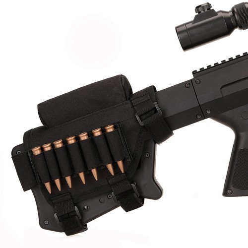 Tactical Buttstock Rifle Cheek Rest Pouch Riser Pad Cartridges Holder Carrier - Picture 7 of 15