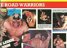 EB1032  Road Warrior Animal  signed Vintage Wrestling Magazine Poster w/COA