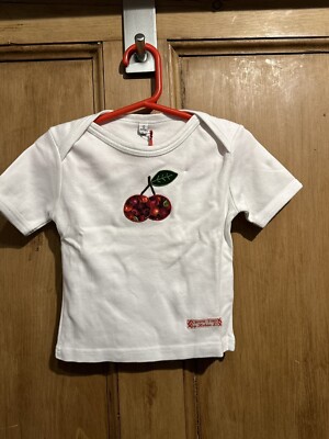 Clever Togs Baby Bio T-Shirt handappliziert Kirsch Design 12 M UVP 26£