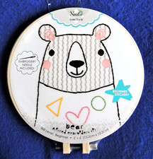 Bear Needle Creations Printed Embroidery Hoop Kit Beginner Level Fabric Editions