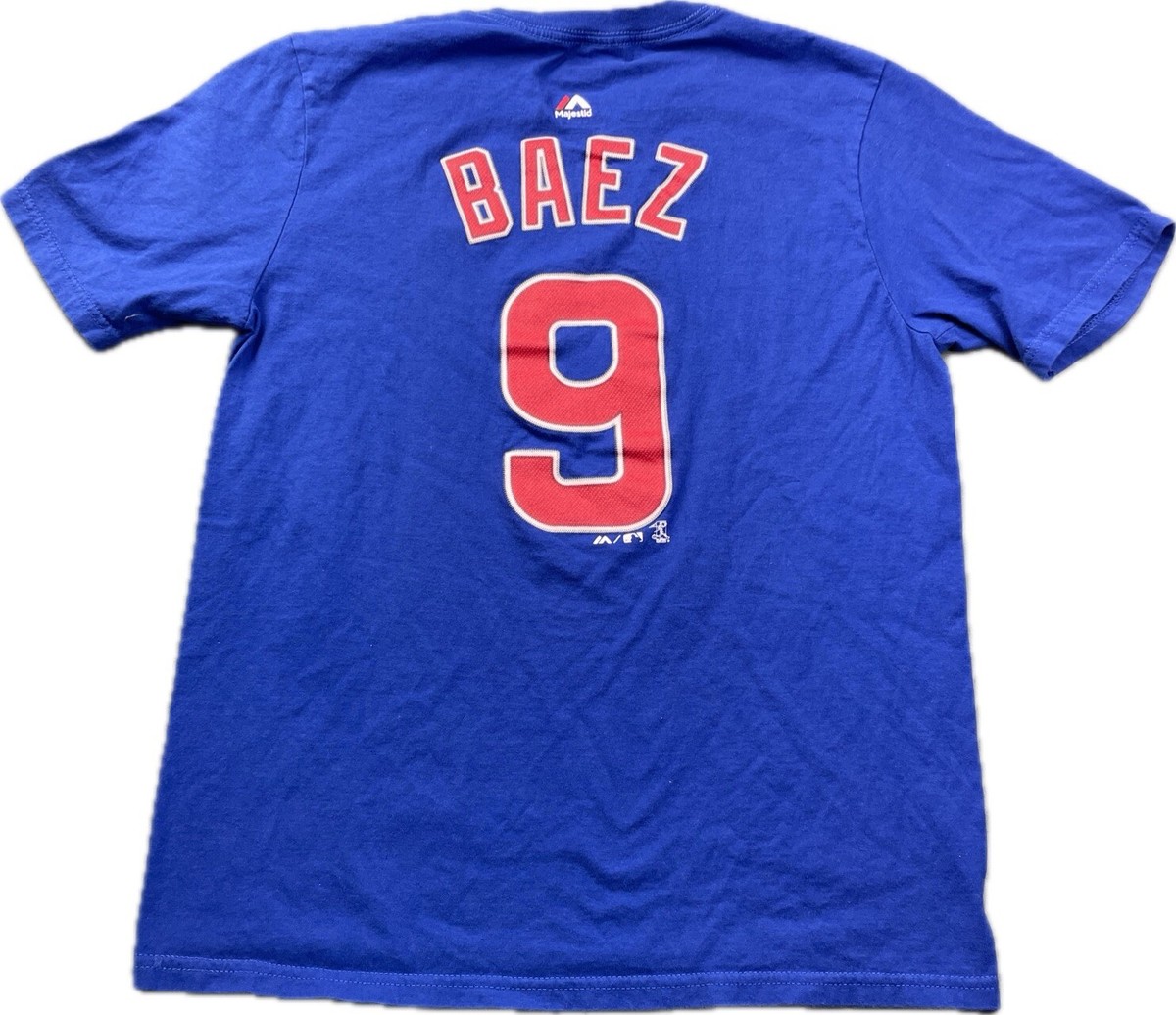 MLB Chicago Cubs Javier Baez #9 Blue Majestic Youth Jersey T Shirt - Main Image