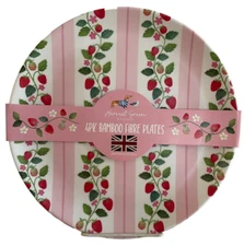 New Harvest Green Studio 10” Bamboo Strawberry Dinner Plates Set of 4
