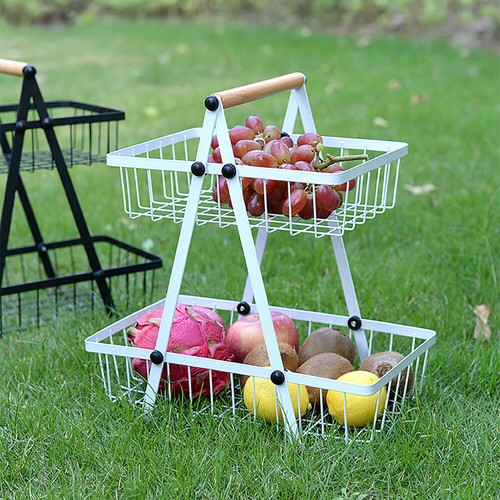 2/3 Tier Fruit Basket Detachable Metal Fruit Holder Vegetable Basket Portable - Picture 14 of 16