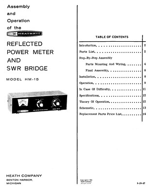 Assembly & Operation Manual-Anleitung für Heathkit HM-15 