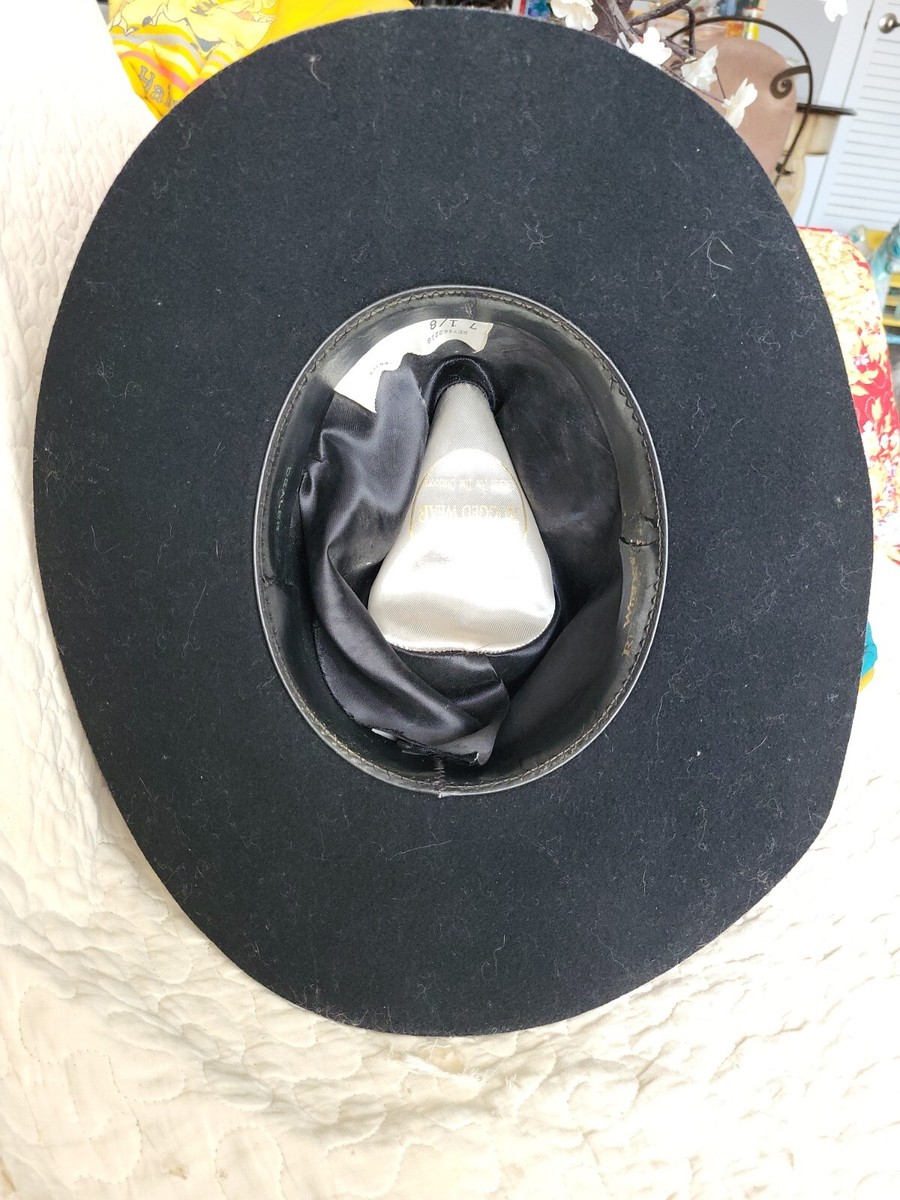 Wrangler Black Rugged Wear Cowboy Hat 7 1/8 100% wool  display picture 2
