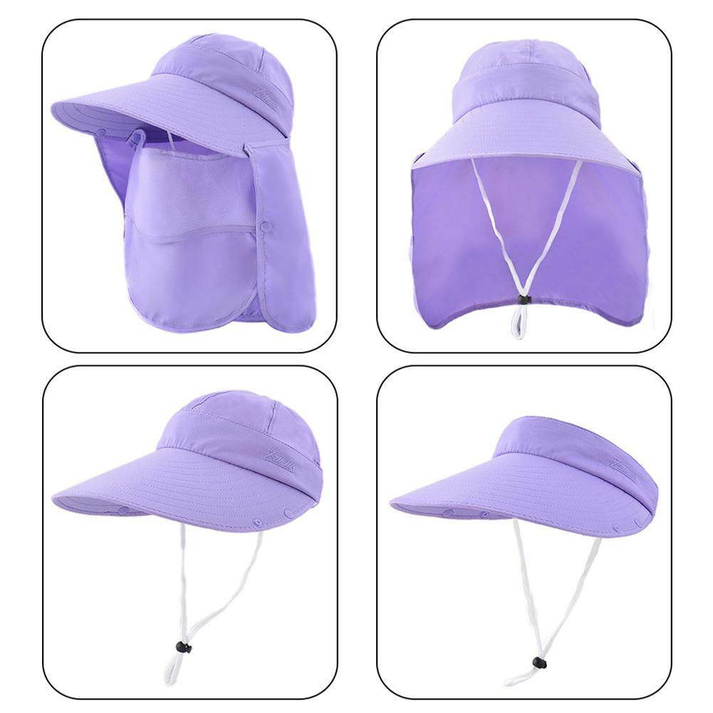 Womens Summer Sun Hat Face Cover Neck Flap Outdoor Beach UV Protections