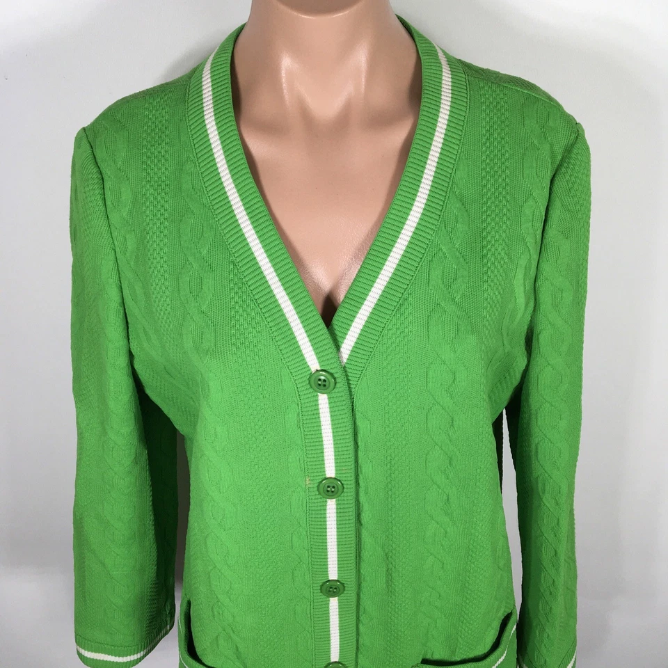 Jackie O. tejido a tope verde vintage años 60 Estilo Suéter Túnica Abrigo Cárdigan MOD Foto 3 de 4