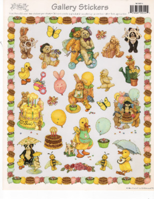 Vintage Gallery Graphics Stickers Teddy Bear Birthday Stickers - Yellow ducky