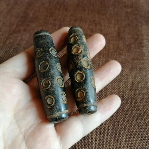 2X Chinese Culture Meteorite Beads Exquisite Hand-Carved Pendant Hongshan - Picture 9 of 10