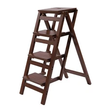 Foldable Ladder Wooden Ladder Shop Garage Wooden Step Ladder Step 220lbs 4 Steps