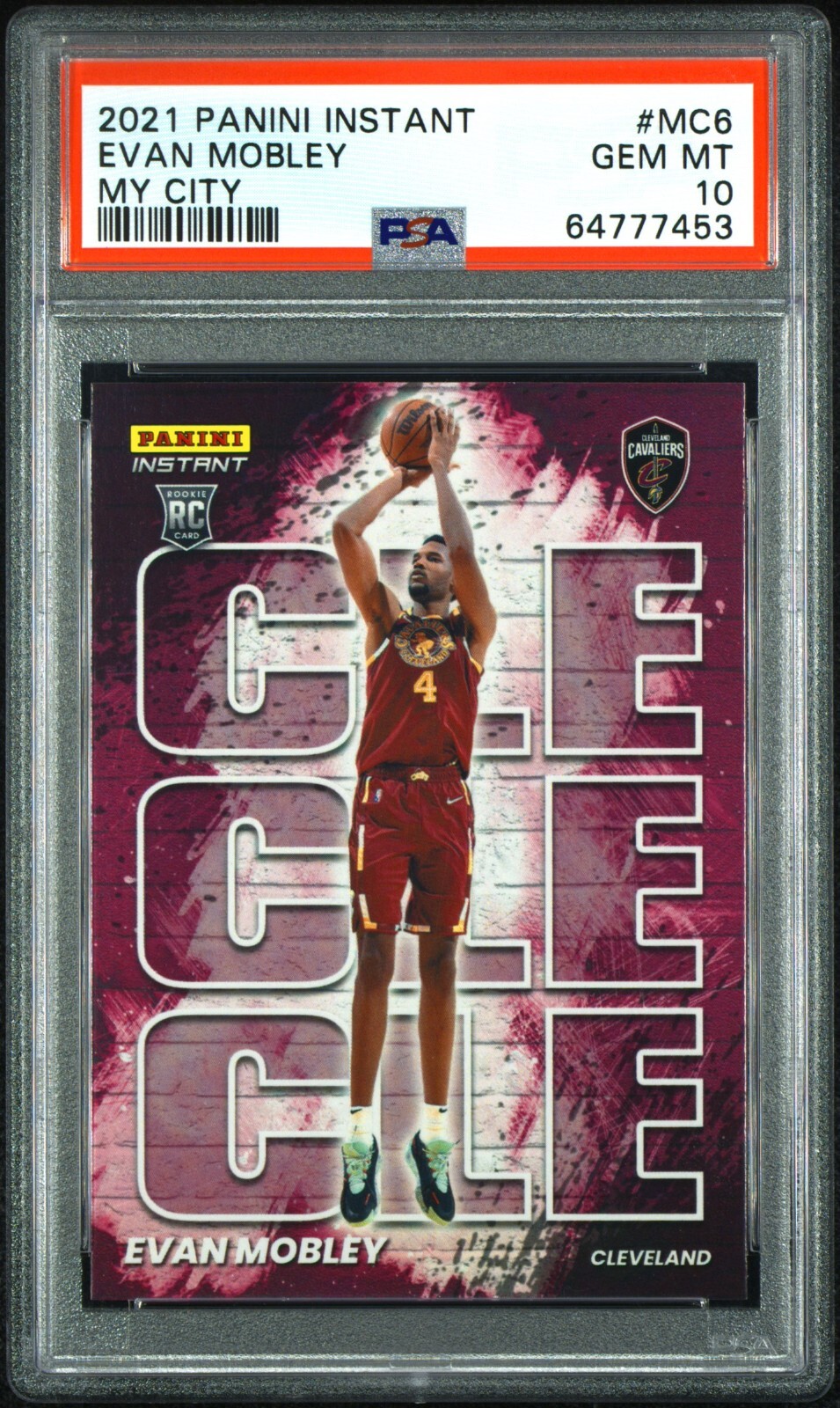 2021 PANINI INSTANT EVAN MOBLEY ROOKIE CARD MY CITY SP CAVALIERS #MC6 RC PSA 10
