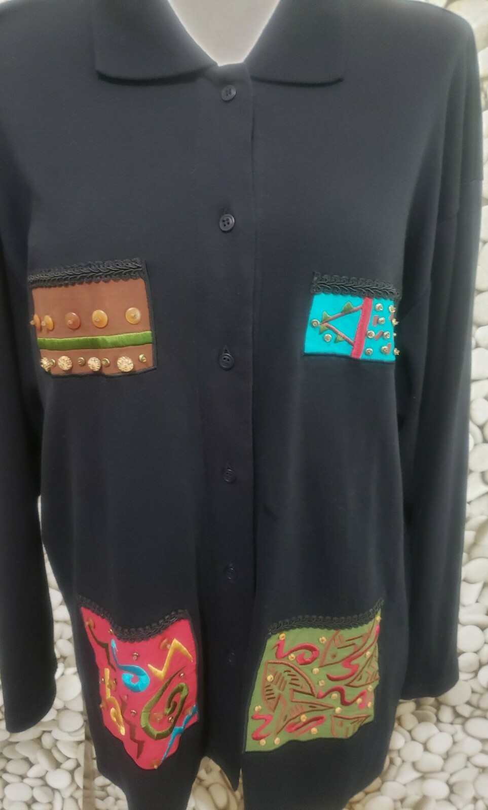 IB DIFFUSION Top Womens Size Medium Black Beaded … - image 7