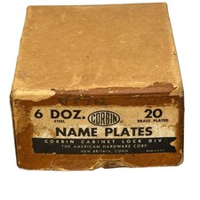 Vintage Corbin Steel Name Plates Brass Plated...