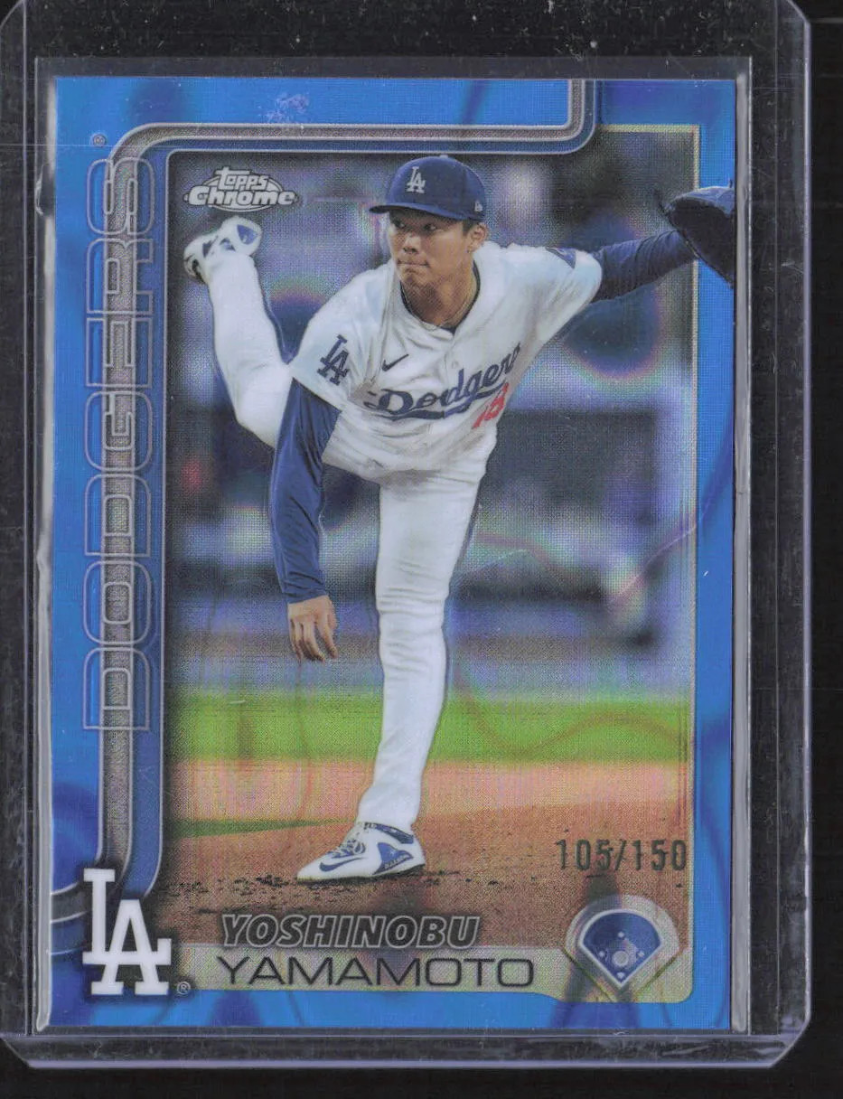 2025 Topps Chrome Yoshinobu Yamamoto #179 Blue RayWave 105/150