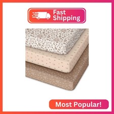 Unnivoll Pack and Play Sheets Fitted 3 Pack, Mini Crib Sheets for Pack N Play Ma