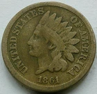 US 1861 Copper-Nickel Indian Head Cent  **