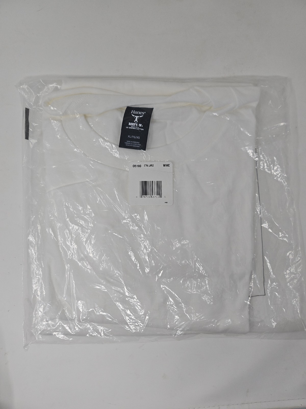 New Hanes Beefy-T Mens Blank White T-Shirt XL Extra Large Heavyweight Cotton
