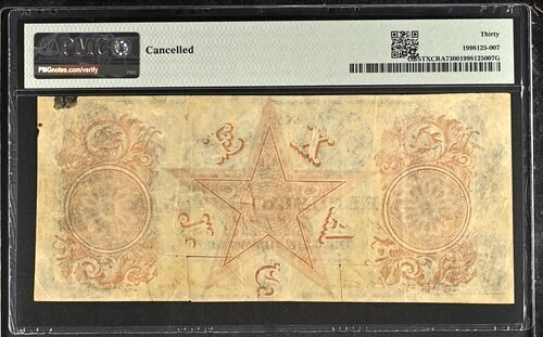 1839-41 $50 obsoleto - Austin, Texas - República de Texas - PMG 30 COMPLETAMENTE ENMARCADO - Imagen 2 de 2