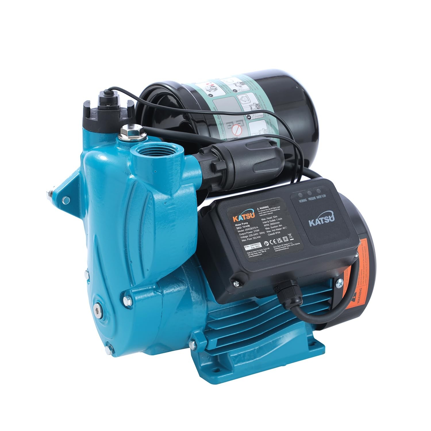KATSU Pompa Booster Acqua 370W Pompa da Giardino Controllo Automatico della